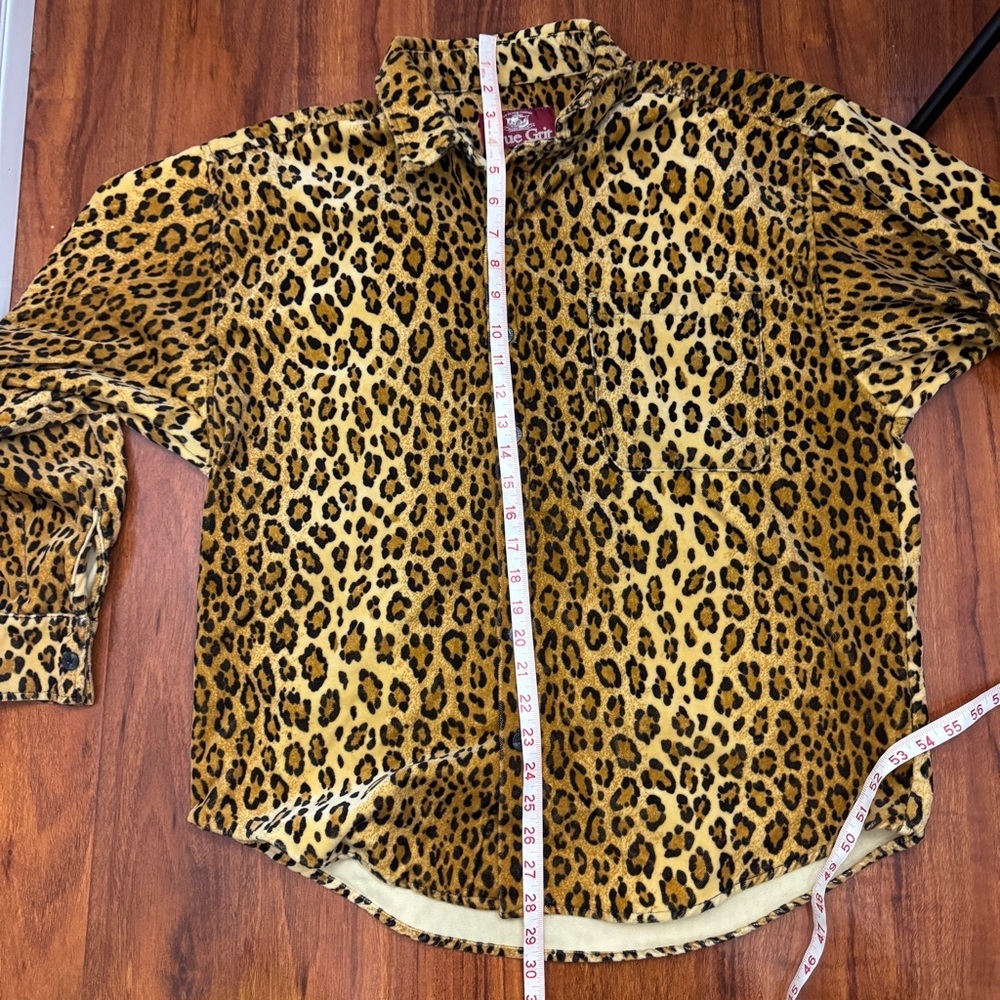 True Grit Vintage Leopard Velvet Button Up Shirt Size Small - Picture 7 of 8